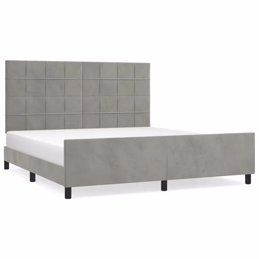 Giroletto vidaXL in Velluto Grigio Chiaro senza Materasso L/P/H: 160 x 200 cm – 2