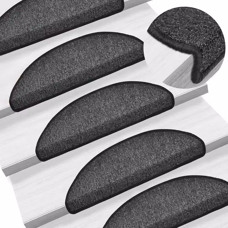 Set di 10 tappetini per scale semicircolari vidaXL in polipropilene, colore antracite, L: 56 cm, P: 17 cm, H: 3,5 cm