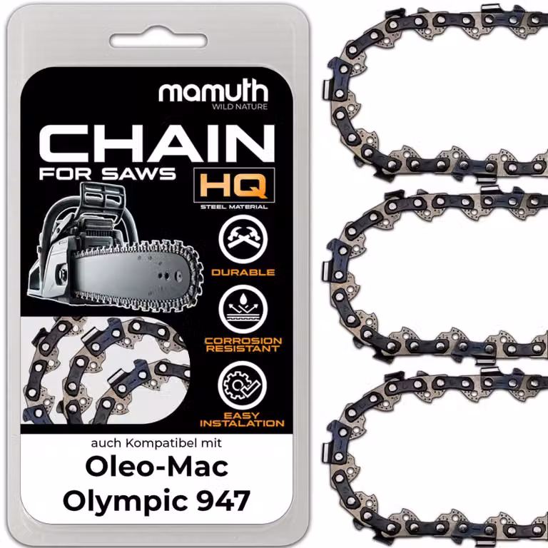 3 catene per motosega, catena per motosega da 45 cm, 1,5 mm, 0,325", 72 maglie, compatibili con Oleo-Mac Olympic 947