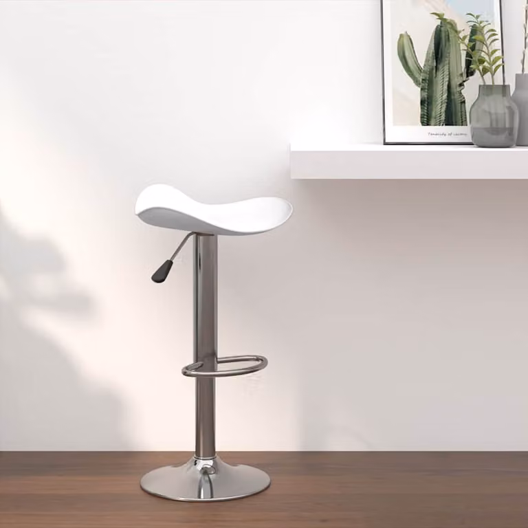vidaXL Sgabello da Bar Moderno Bianco in Pelle Sintetica e Acciaio Cromato L/P/H: 44 x 44 x 81 cm