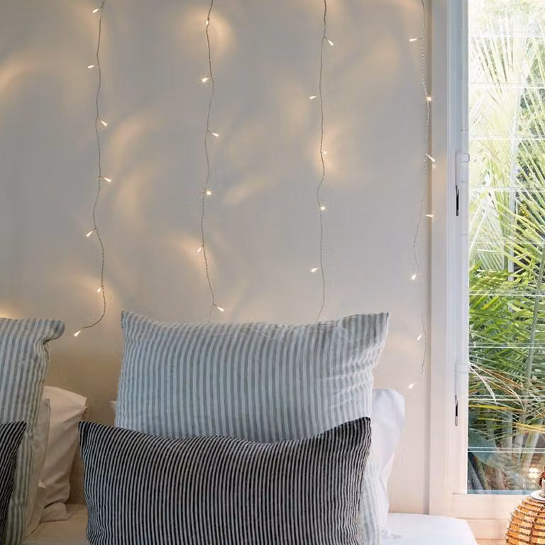 Tenda luminosa, dimensioni 1x1 metro, 40 LED bianco caldo, per uso interno