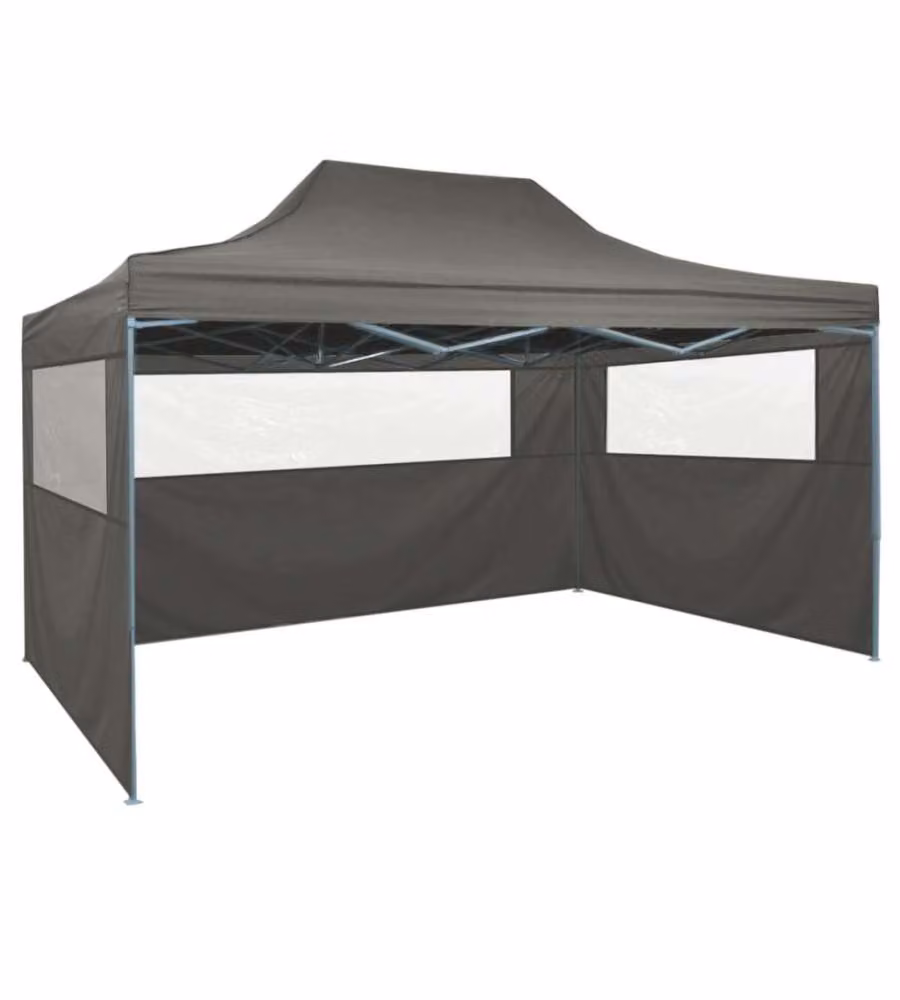 Tenda Pieghevole con 3 Pareti 3x4,5 m Antracite