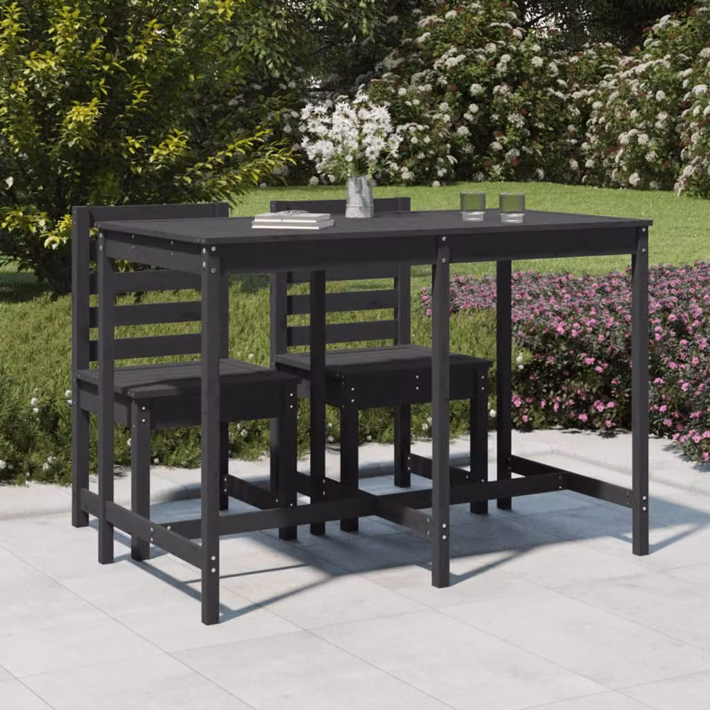 vidaXL Tavolo da Giardino Rettangolare in Legno di Pino Grigio L: 159,5 cm, P: 82,5 cm, H: 110 cm