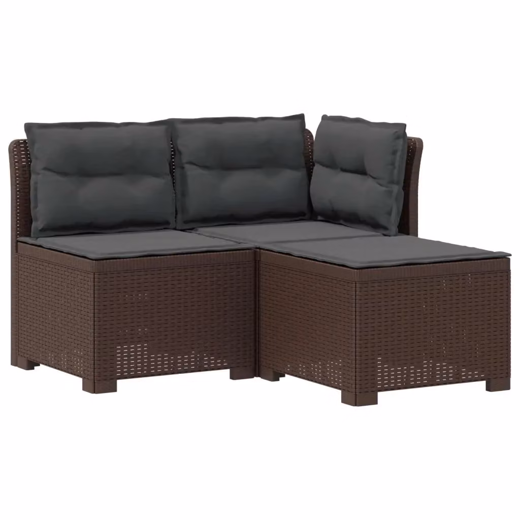Divano da giardino a L con 3 posti vidaXL in rattan sintetico con cuscini rimovibili, colore antracite o marrone – 2