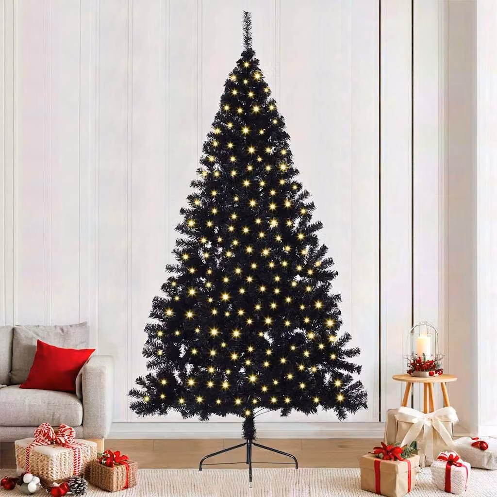 Maison Exclusive - Albero di Natale artificiale preilluminato nero, 240 cm, in PVC