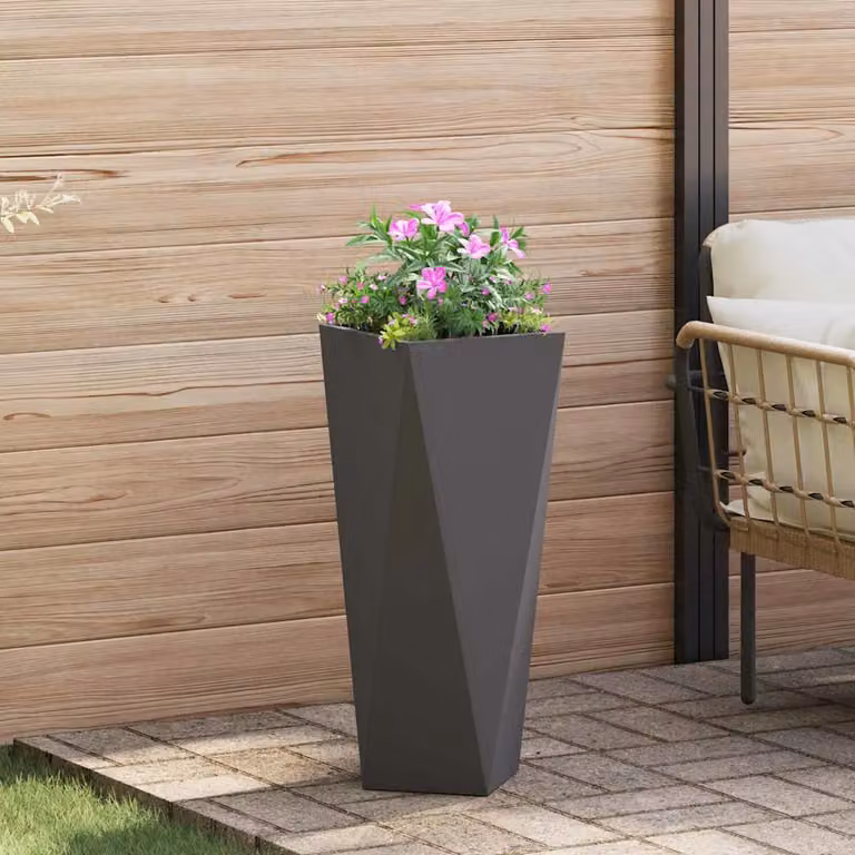 Fioriera vidaXL in acciaio nero per giardino ornamentale o erbe aromatiche, L/P/H: 30 x 30 x 75 cm
