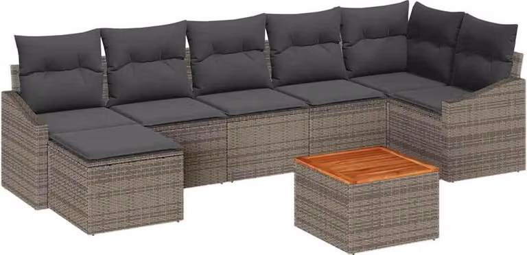 Set Divano da Giardino con cuscino 8 pcs Grigio polyrattan