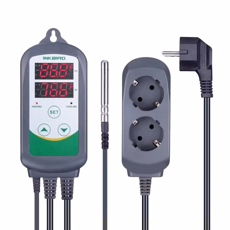 Regolatore di temperatura digitale, doppia uscita a relè, allarmi di alta e bassa temperatura, Presa UE