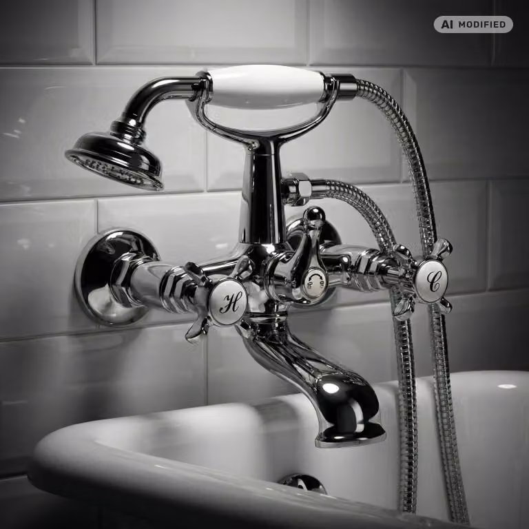 Rubinetteria per vasca da bagno PaulGurkes Stile inglese Antico Cromo Miscelatore a due maniglie