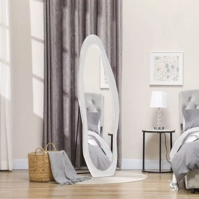 Specchio da terra 50 x 160 cm in vetro bianco, figura intera, senza montaggio –