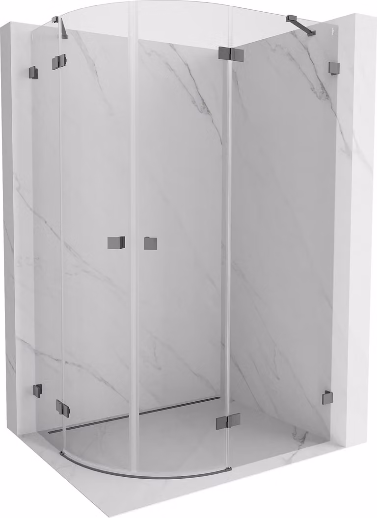 Mexen Lunar cabina doccia semicircolare a battente destra 100 x 80 cm, trasparente, gun metal - 833-100P-080L-95-00