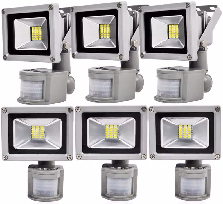 6pcs 20W LED faretto proiettore proiettore all'aperto con rilevatore di movimento, Greenmigo bianco freddo parete faretto IP65 impermeabile luce diurna bianco