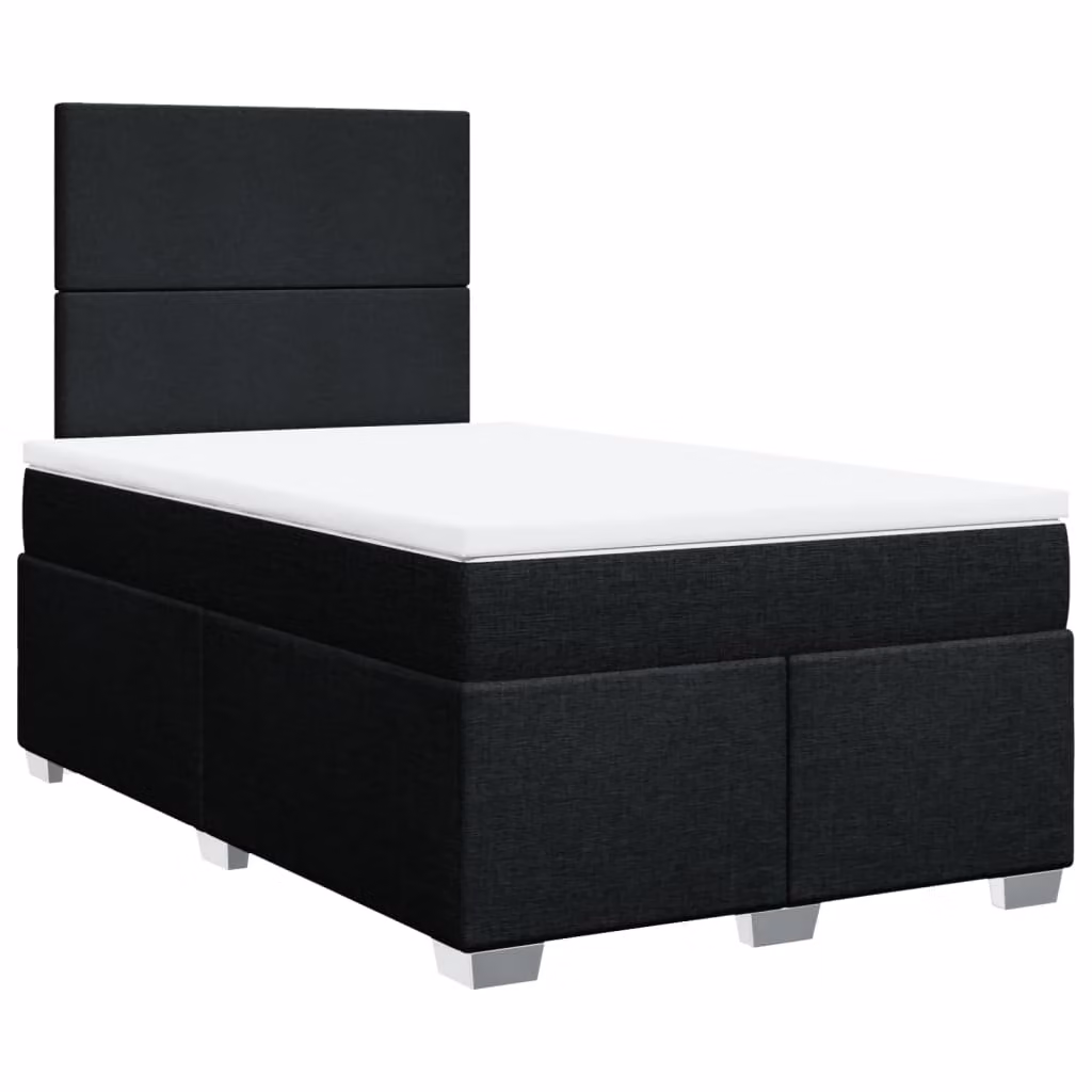 Giroletto a Molle con Materasso Nero 120x190 cm in Tessuto