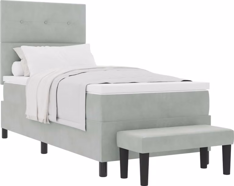 Letto a molle con testiera Grigio chiaro 200 x 90 cm Velluto