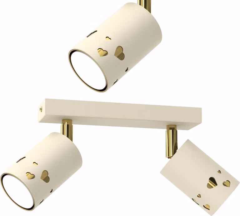 Lampada Da Tetto Per Bambini A Led A Faretto Beige Cuore Ecru Oro Gu10