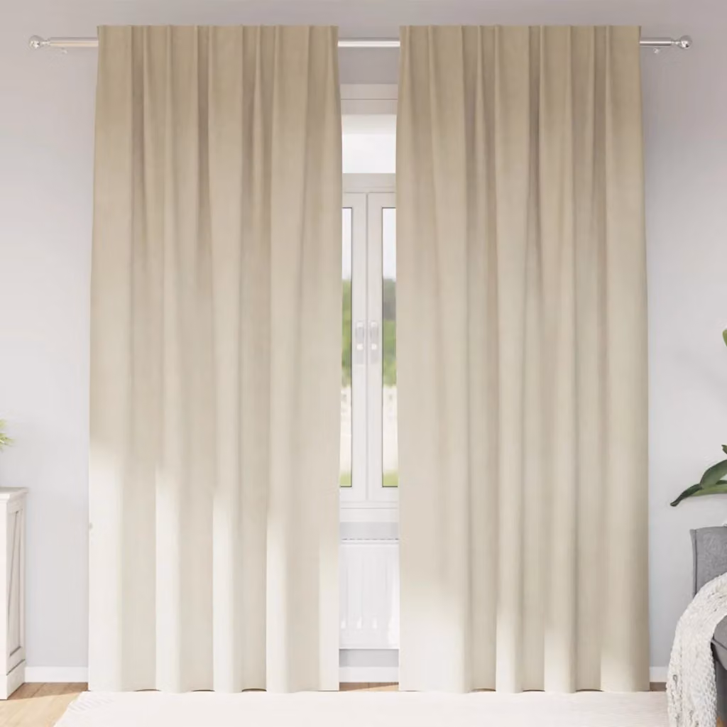 Set di 2 tende oscuranti vidaXL in velluto beige, L: 140 cm, H: 245 cm