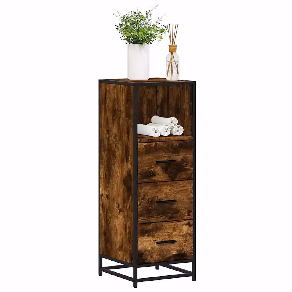 Armadietto da bagno sospeso in stile industrial Design In, colore marrone, L 35 cm x P 37,5 cm x H 100 cm – 2