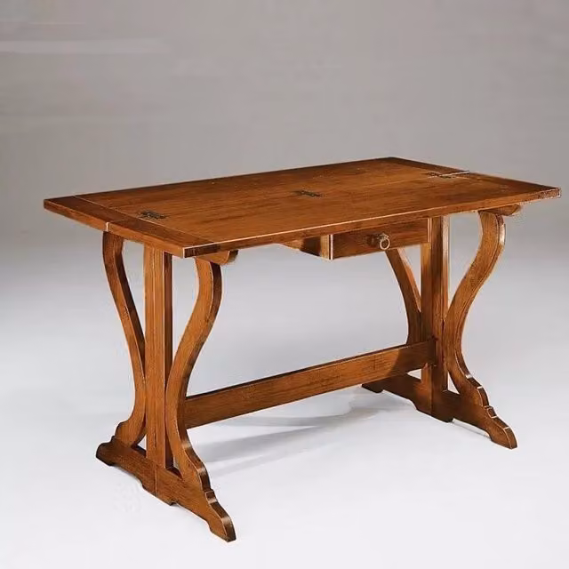 Tavolo consolle in legno marrone con cassetto e piano ribaltabile Mobili 2G L/P/H: 140 x 40 x 83 cm – 3