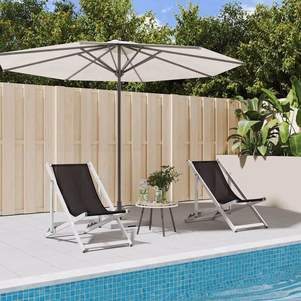 Set di 2 sedie pieghevoli vidaXL in alluminio nero e textilene per giardino e terrazza