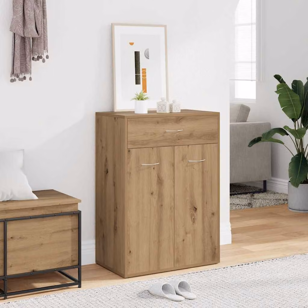 Scarpiera moderna vidaXL in legno marrone con ante a battente e ripiani interni, L: 60 cm, P: 35 cm, H: 84 cm
