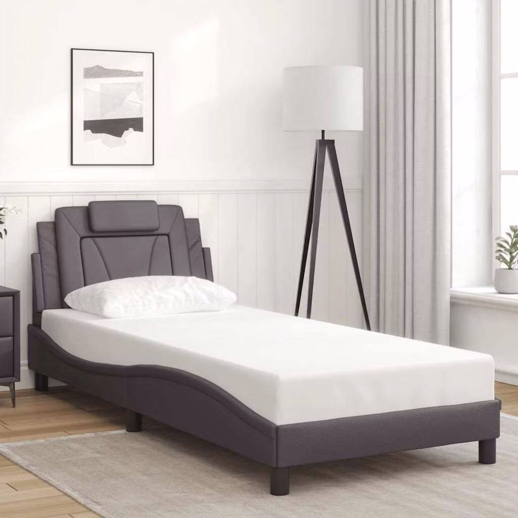 Giroletto Viana vidaXL in similpelle crema con doghe in legno, L/P/H: 90 x 190 cm