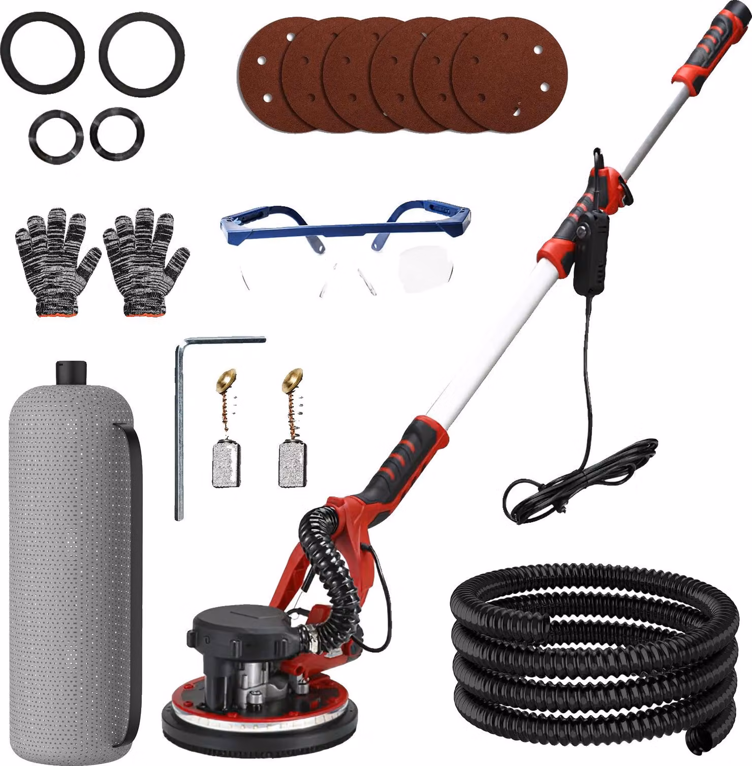 Levigatrice elettrica per cartongesso, autoaspirante, lunghezza regolabile, spina UE