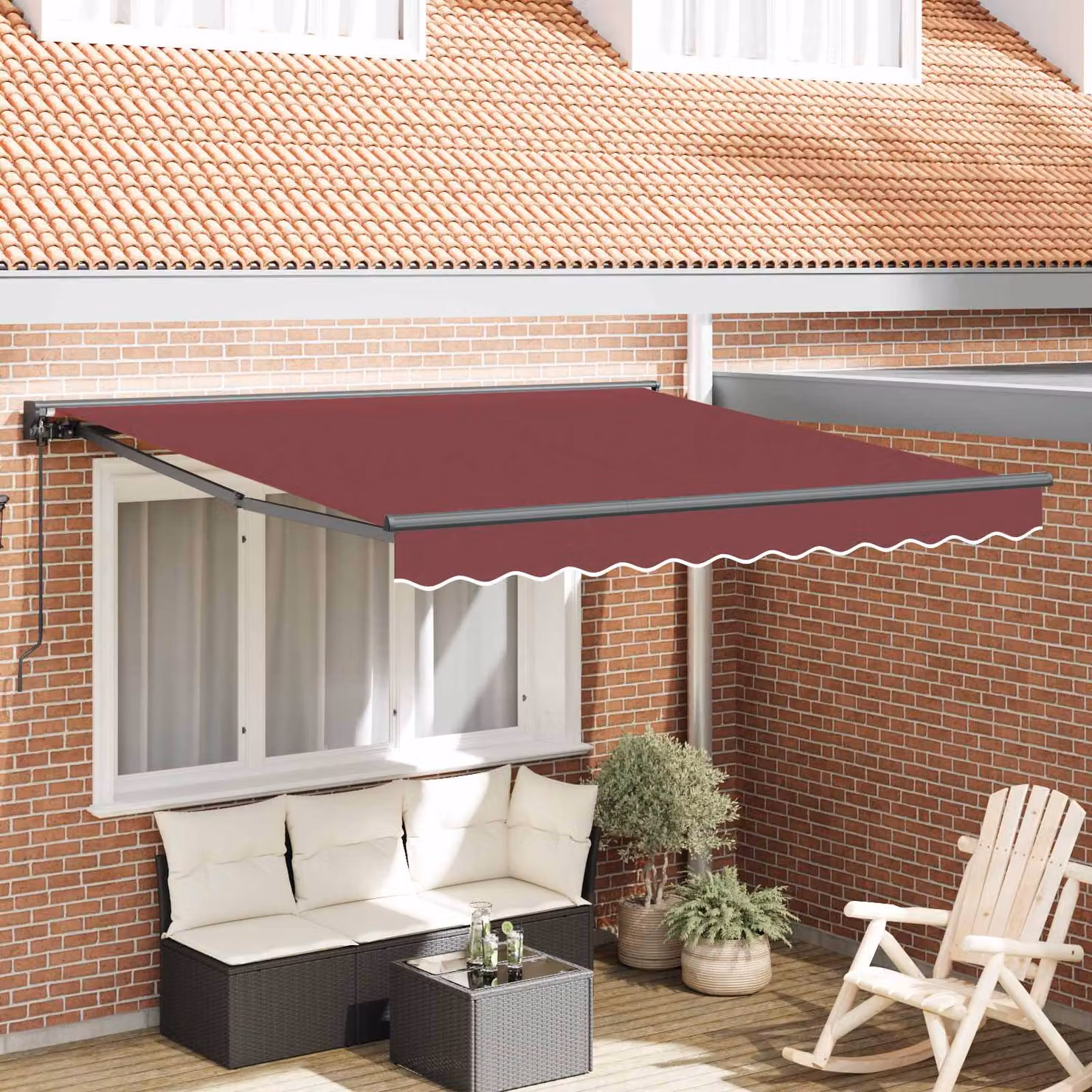 Tenda da sole semi-cassonabile vidaXL in alluminio e poliestere, colore rosso, L: 300 cm