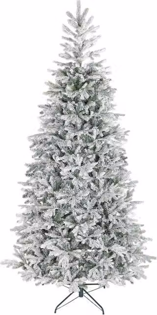 Albero di Natale Innevato Minimal Green Altezza: 210 cm con base in metallo pieghevole