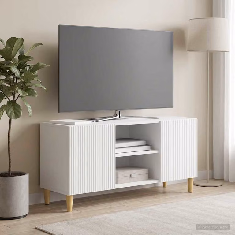 Mobile TV moderno vidaXL Bianco in legno ingegnerizzato L 102 x P 34,5 x H 50 cm