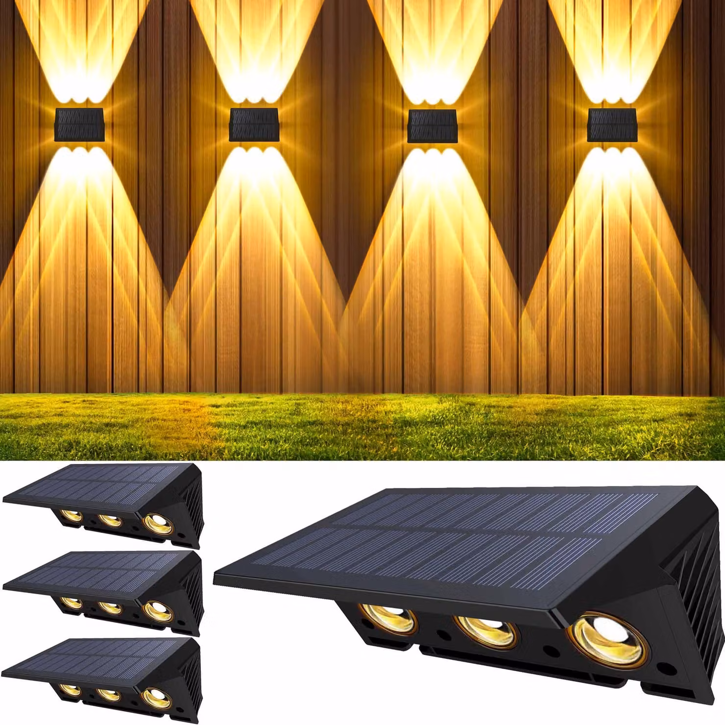 Lampade solari per esterni, 6 luci a LED, applique solare per esterni, grado di impermeabilità IP67