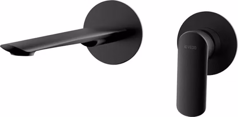 Miscelatore per lavabo a parete senza scarico (tappo) nero opaco