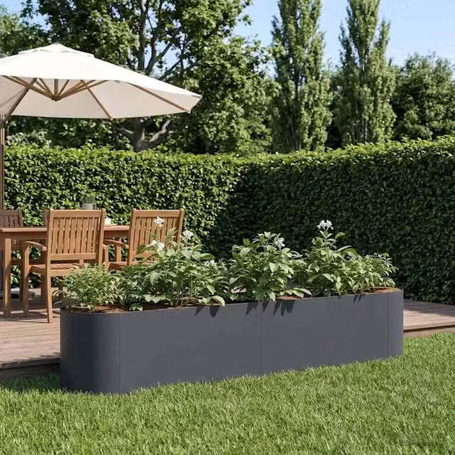 Letto rialzato da giardino vidaXL in acciaio color antracite L 200 x P 40 x H 40 cm