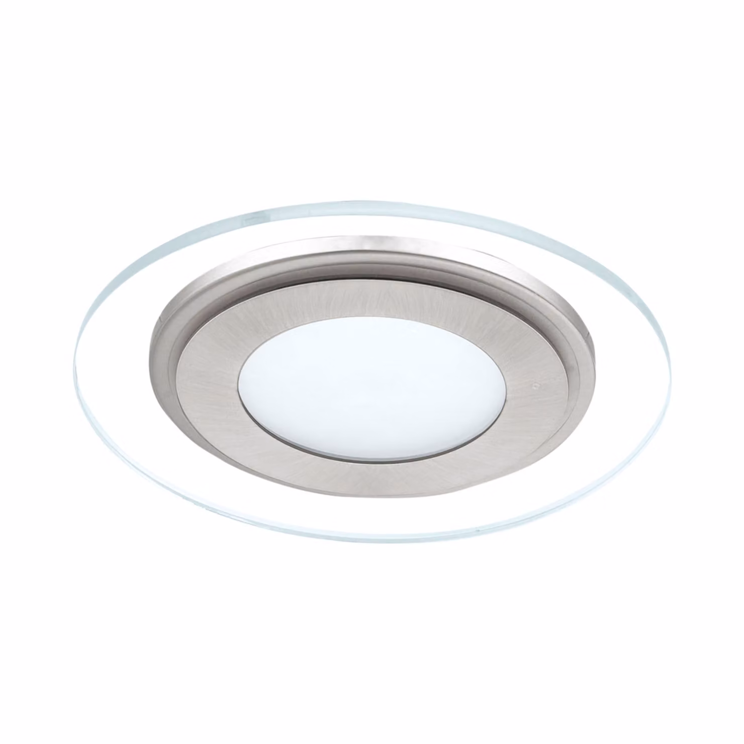 EGLO Faretto da incasso LED Pineda 1, faretto LED in acciaio e plastica, luce da incasso LED in nichel opaco, bianco, trasparente, faretto da incasso LED piatto, Ø 14,5 cm