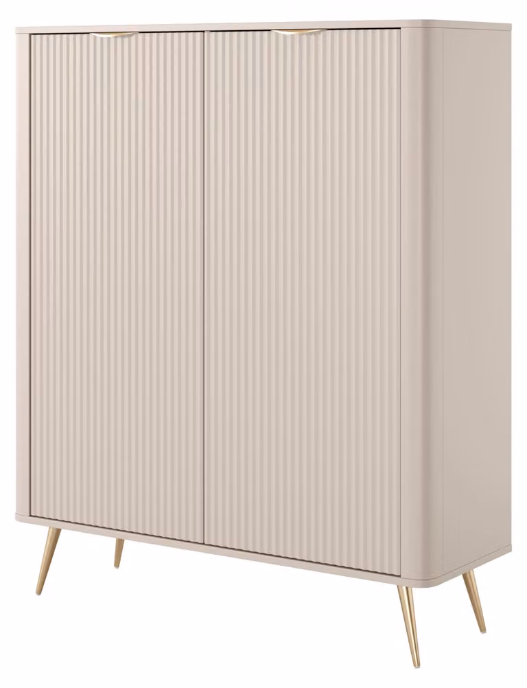 Comodino: 2 ante, color beige, dimensioni 113 x 38 x 134 cm
