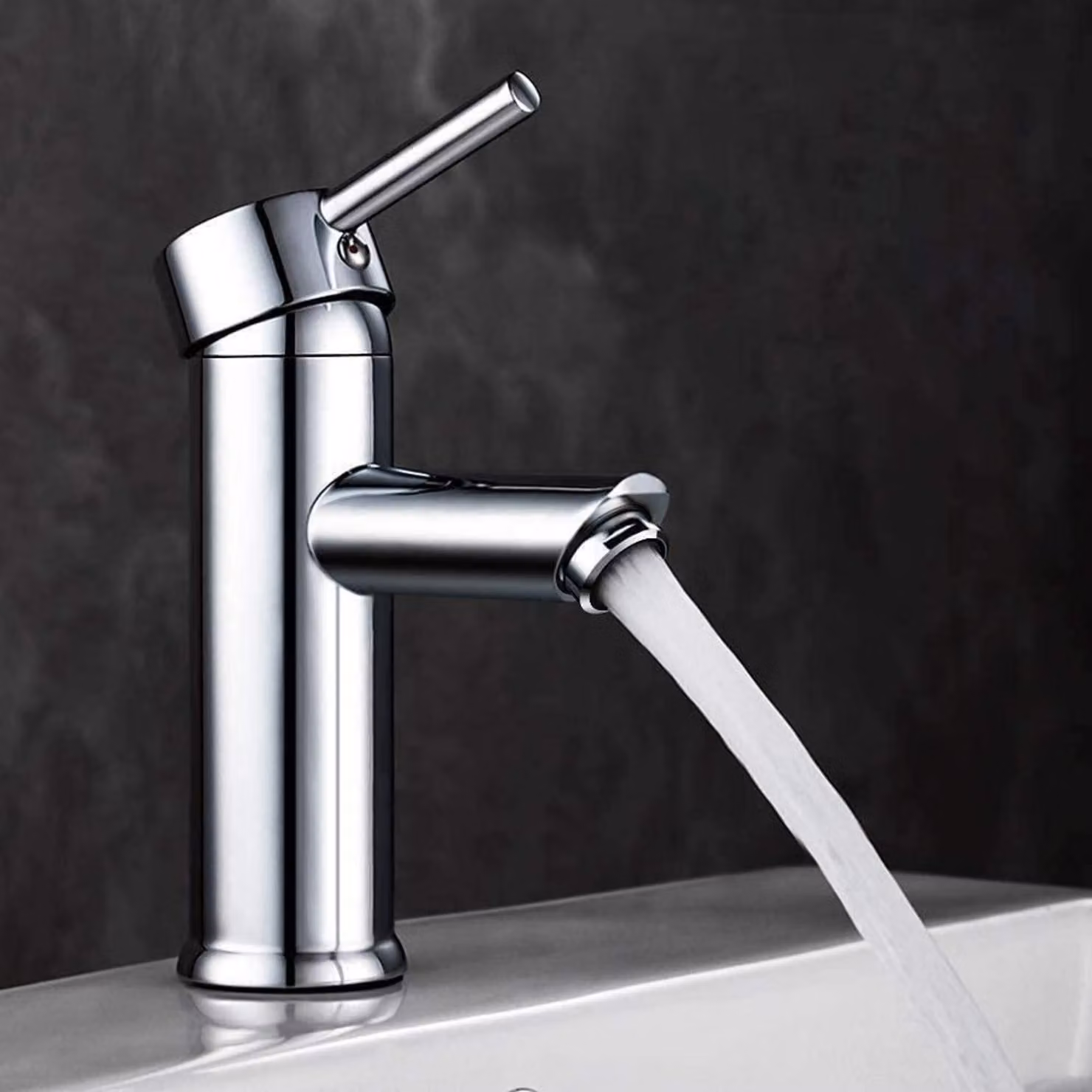 Miscelatore per lavabo, regolabile, con controllo acqua calda/fredda, modello E-7092, finitura cromata, metallo