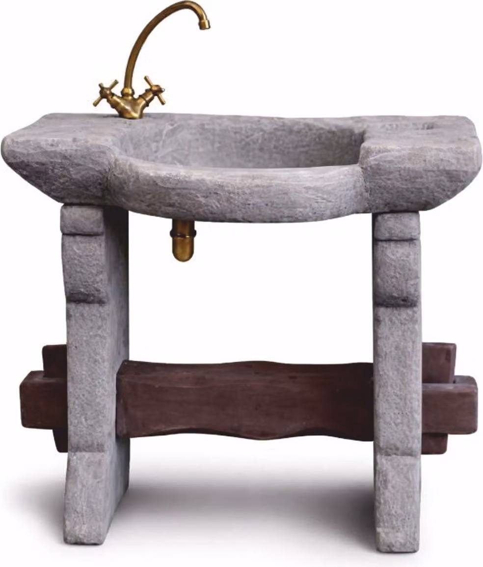 Casa Padrino Lavello da giardino in stile Art Nouveau Grigio / Marrone H. 84 cm - Accessori da giardino