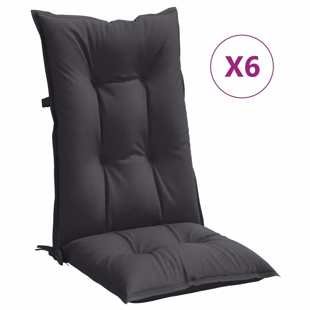 Set di 6 cuscini per schienale alto vidaXL in tessuto poliestere antracite mélange L 120 cm x P 50 cm x H 7 cm – 2
