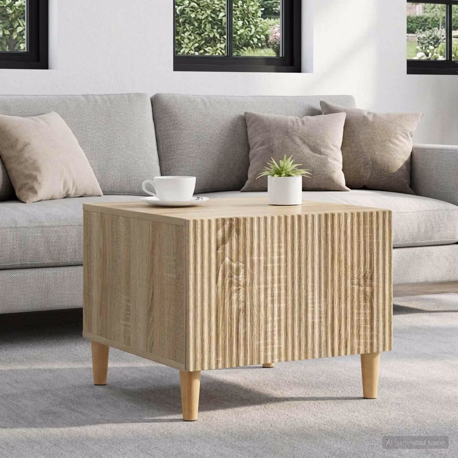 vidaXL Tavolino da salotto moderno con cassetto in legno color rovere, L 49 cm x P 50 cm x H 40 cm
