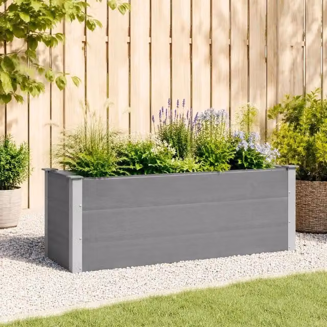 Garden Raised Bed WPC 150 X 50 X 54 Cm Grey