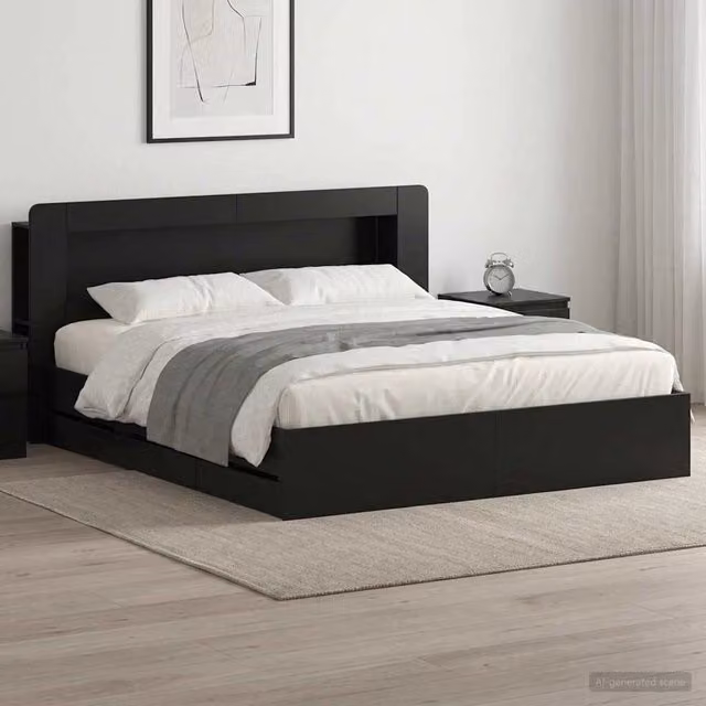 Struttura del letto con stoccaggio e testata Nero 180 x 200 cm 3434064