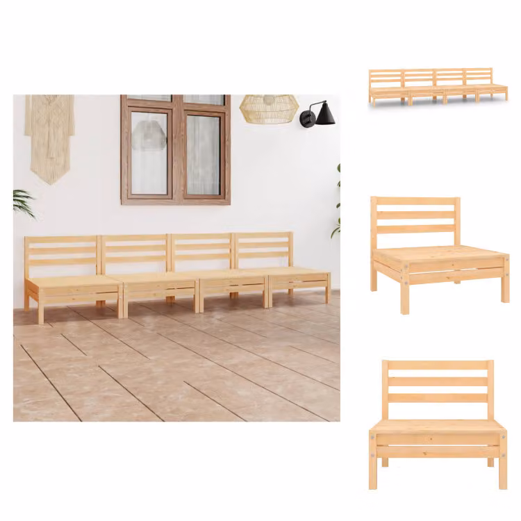 vidaXL Set da salotto da giardino 4 pezzi in pino massiccio - Set di mobili da giardino