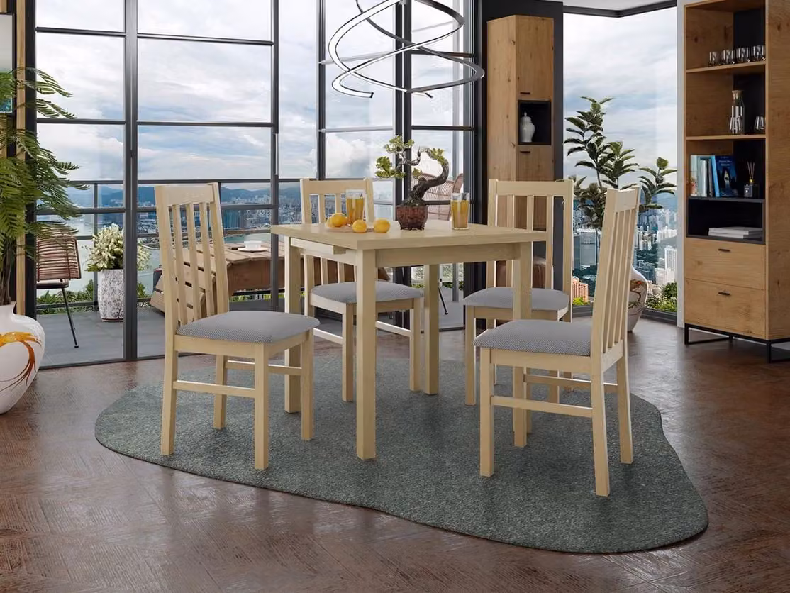 Tavolo da pranzo allungabile 80 cm con 4 sedie ADELBITE 4 - rovere sonoma / grigio
