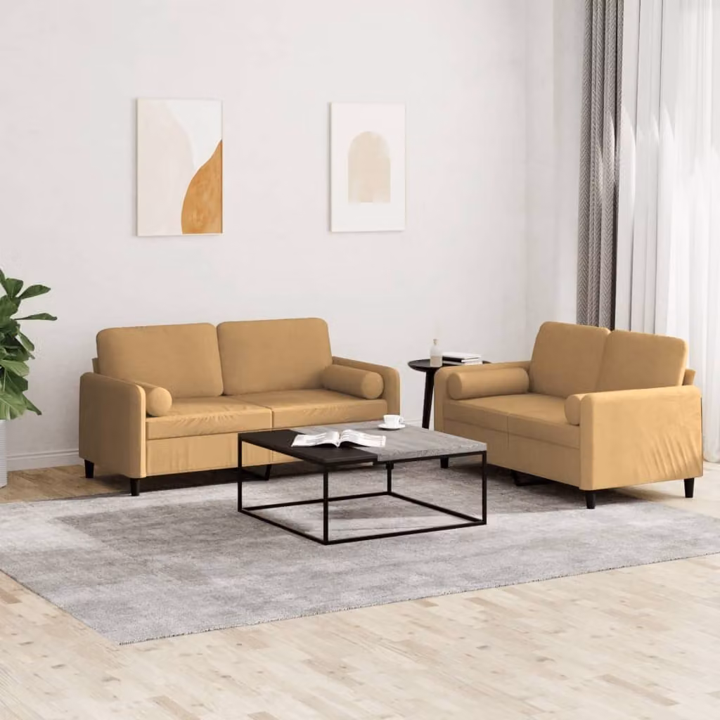 Maison Exclusive - Set divano a 2 posti con cuscini in velluto marrone