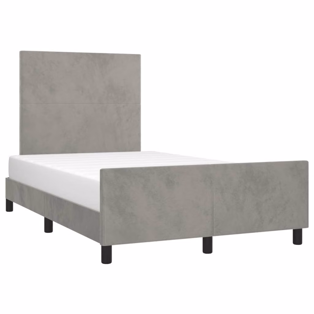 Giroletto senza Materasso Grigio Chiaro 120x190 cm Velluto