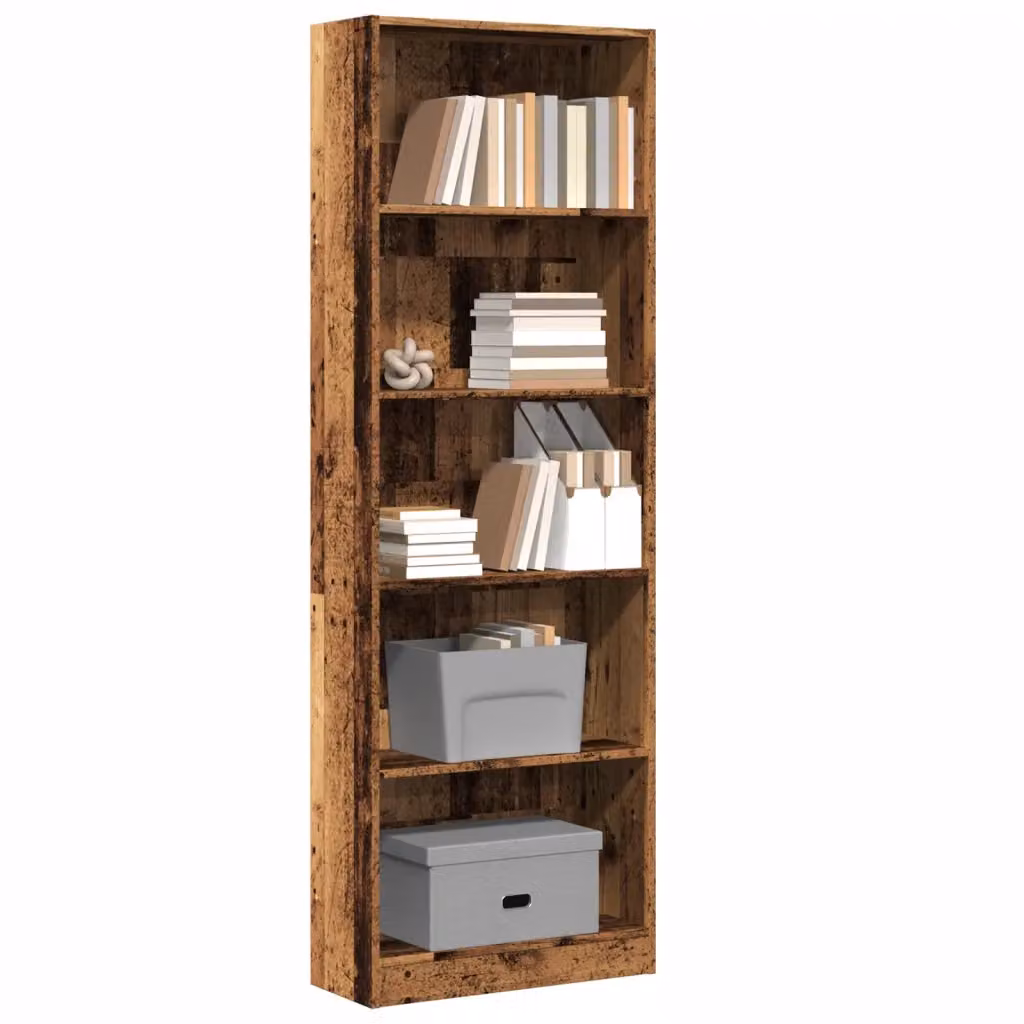 Libreria vidaXL in legno stile rustico color marrone, L 60 cm x P 24 cm x H 176 cm