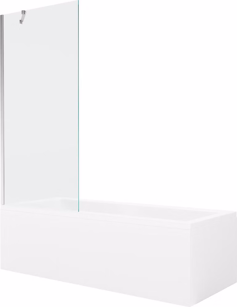 Mexen Cubik vasca rettangolare 160 x 70 cm con pannello e paravento a 1 anta 80 cm, trasparente, cromata - 550316070X9508000001