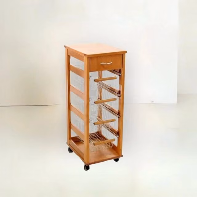 Carrello salvaspazio Vesuvio Effezeta Italia con piano in legno rovere e ruote, marrone, H 84 x L 59 x P 39 cm