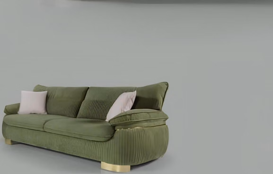 Textilsofas Couch Polster Möbel Moderner Dreisitzer Farbe Grün 3 Sitz