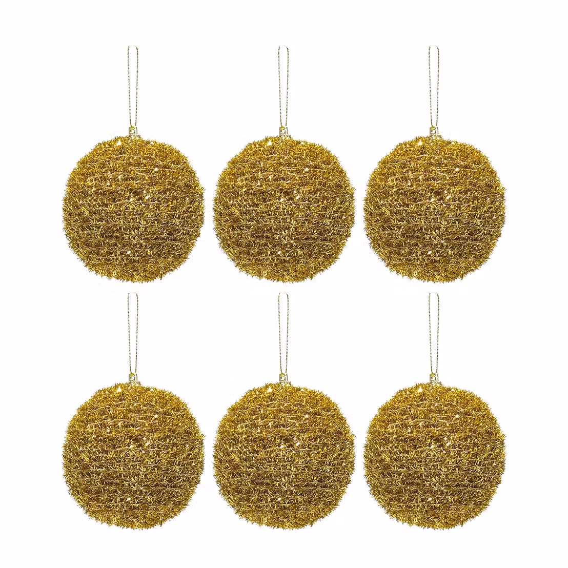 Set di 6 palline di Natale Vestiamo Casa oro glitterate, diametro: 8 cm – 1