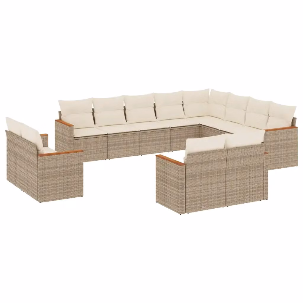 Set di Divani da Giardino vidaXL a Forma di U con Cuscini Beige e Struttura in Metallo e Polyrattan – 2